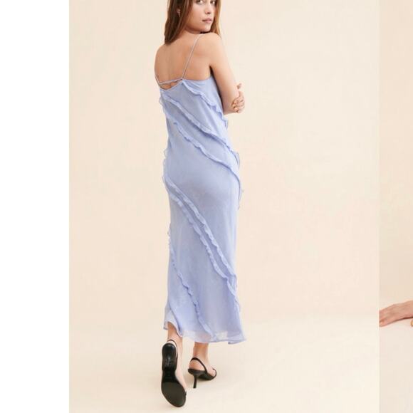 Samsoe Samsoe Lavendar Mannah Ruffle Maxi Dress Size L - Picture 3 of 8